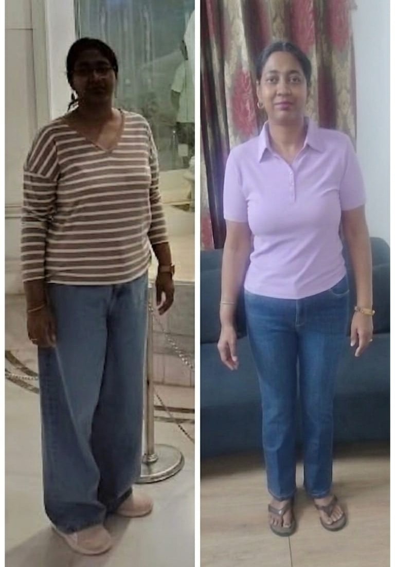Pooja's transformation: before and after
